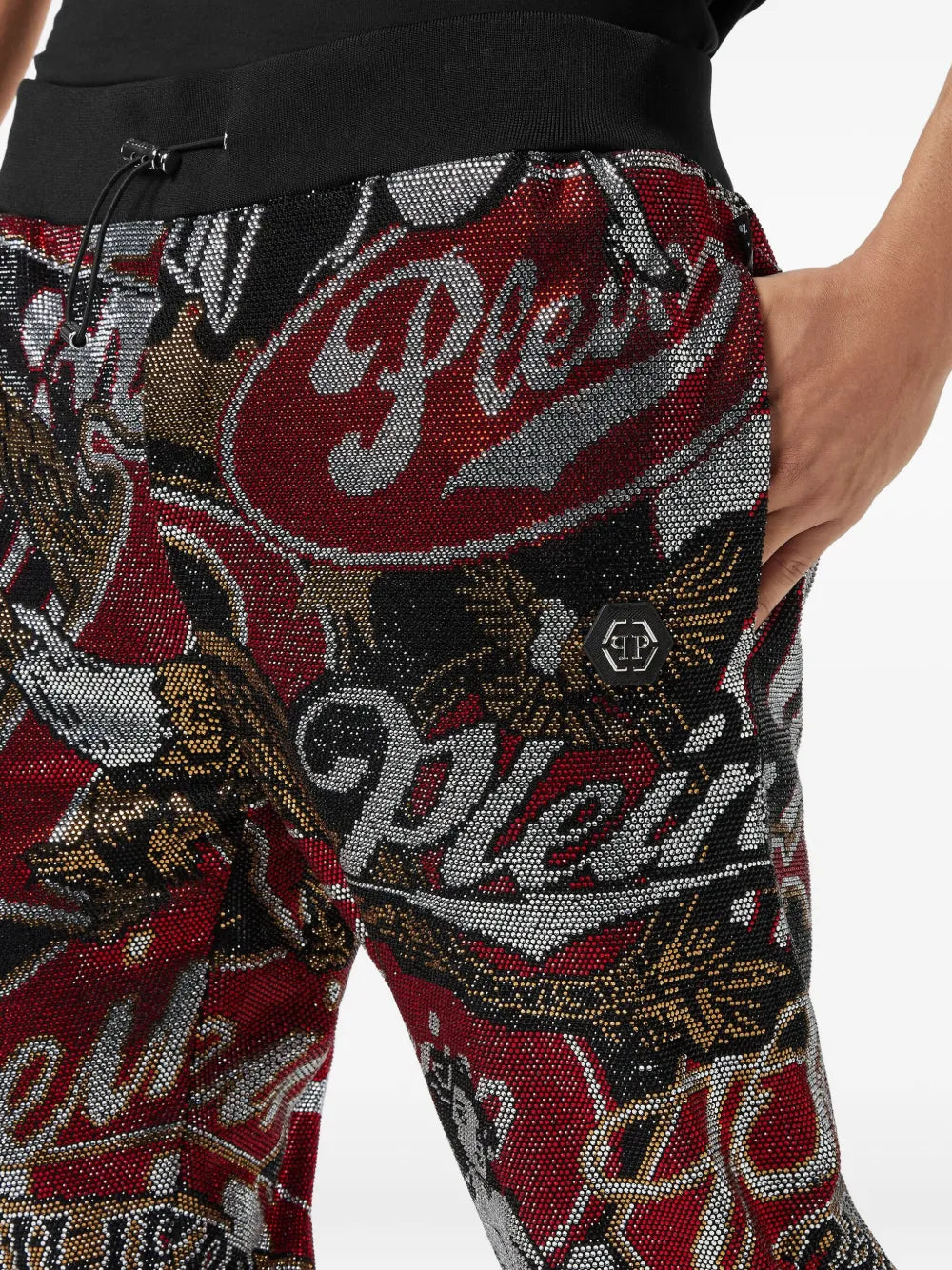 Philipp Plein Pantaloni sportivi Plein Beer Stones con logo e strass