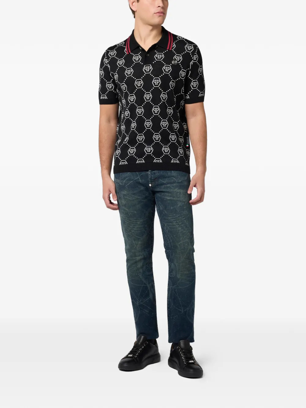 Philipp Plein Polo con monogramma jacquard