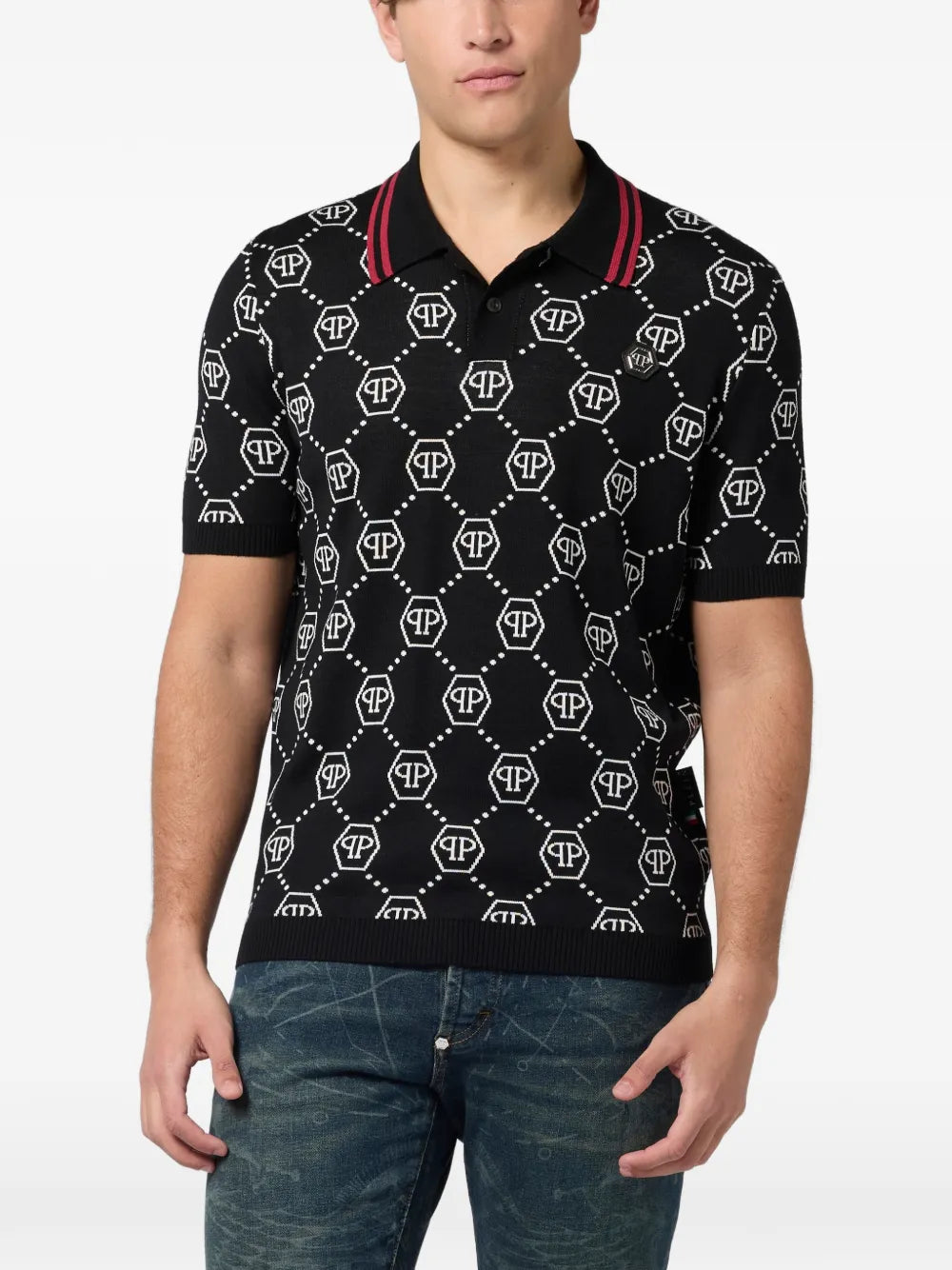 Philipp Plein Polo con monogramma jacquard